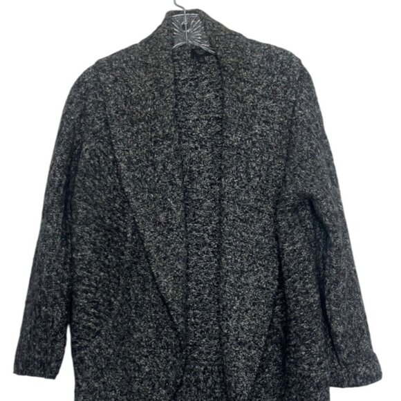 Talbots Open Front Cardigan Sweater Small Petite SP Black White Alpaca Blend - Picture 3 of 6